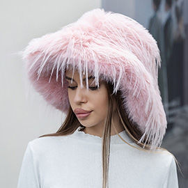 Oversized Winter Long Fluffy Faux Fur Bucket Hat