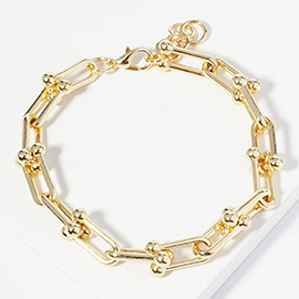 Gold Dipped Metal Hardware Link Chain Bracelet