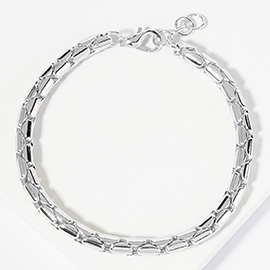 White Gold Dipped Boston Chain Bracelet