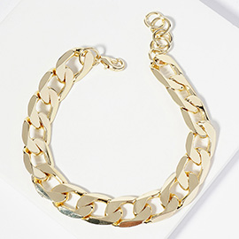 Gold Dipped Flat Cuban Chain Bracelet