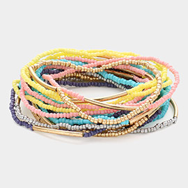 20PCS - Seed Beaded Stretch Multi Layered Bracelets