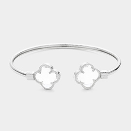 Glass Stone Quatrefoil Tip Cuff Bracelet