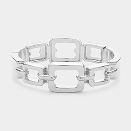 Metal Open Square Link Hinged Bangle Bracelet