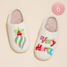 6Pairs - Very Merry Christmas Ornament Home Slippers