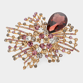 Teardrop Stone Pointed Rhinestone Embellished Pin Brooch