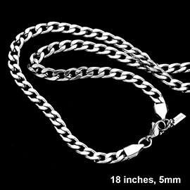 18 INCH, 5mm Stainless Steel Cuban Chain Necklace