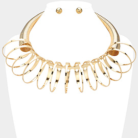 Oversized Abstract Metal Coil Statement Necklace