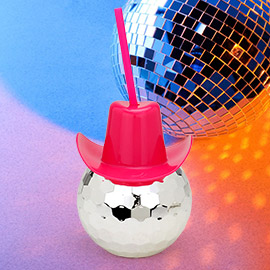 Cowboy Disco Ball Party Cup with Straw