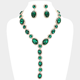 Glass Crystal Rhinestone Y Evening Necklace