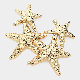 Textured Metal Starfish Link Earrings