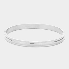 Textured Stainless Steel  Hinged Bangle Bracelet