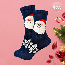 10Pairs - Santa Snowflake Socks