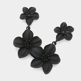 Brushed Matte Flower Link Dangle Earrings