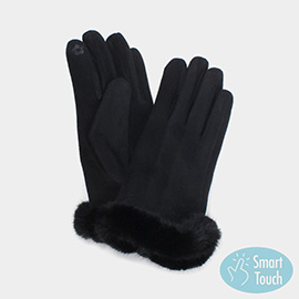 Faux Fur Cuff Smart Touch Gloves