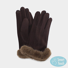 Faux Fur Cuff Smart Touch Gloves