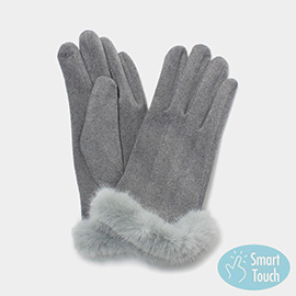 Faux Fur Cuff Smart Touch Gloves