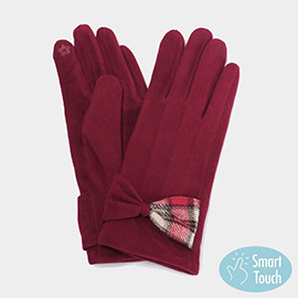 Plaid Ribbon Pointed Smart Touch Gloves