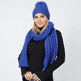 Cable Knit Hat Scarf Set