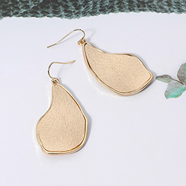 Faux Leather Metal Teardrop Dangle Earrings