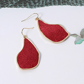 Faux Leather Metal Teardrop Dangle Earrings