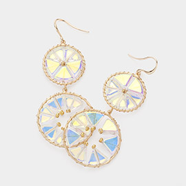 Triangle Shaped Lucite Link Round Dangle Earrings