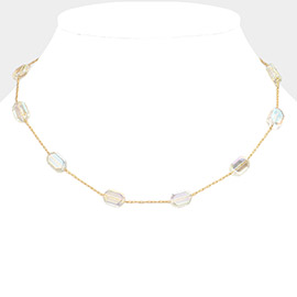 Hexagon Shaped Lucite Station Necklace