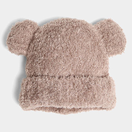 Solid Color Fuzzy Bear Ear Hat