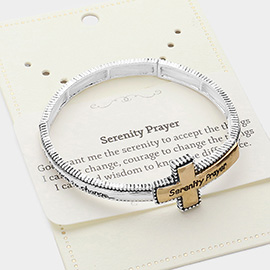 Serenity Prayer Message Metal Cross Pointed Stretch Bracelet