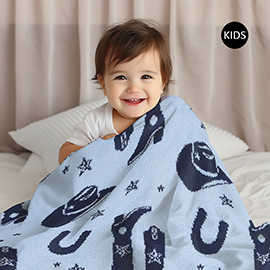 Cowboy Patterned Reversible Kids Throw Blanket