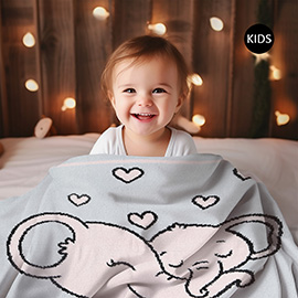 Elephants Printed Kids Throw Blanket