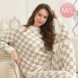 Medium/Large - Multi Checkered Printed Crew Neck Sweater