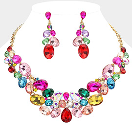 Multi Stone Bubble Cluster Evening Necklace