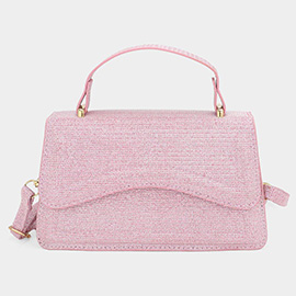 Glittered Top Handle Flap Square Bag / Crossbody Bag