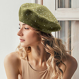 Bling Stone Wool Tam Beret Hat