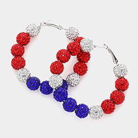 Shamballa Ball Beaded Hoop Earrings