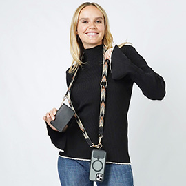 Chevron Clip and Carry Phone Strap with Pouch