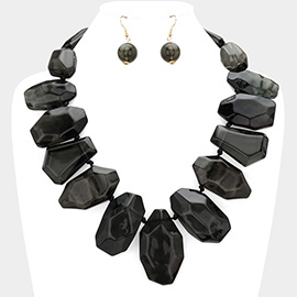 Multi Shaped Acrylic Rock Beaded Statement Necklace