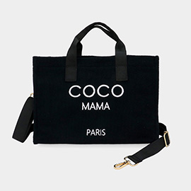 COCO MAMA Message Pointed Terry Small Tote Bag / Crossbody Bag