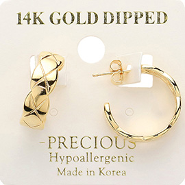 14K Gold Dipped Hypoallergenic Textured Hoop Earrings