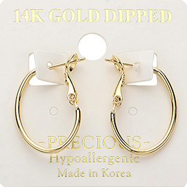 14K Gold Dipped Hypoallergenic Oval Hoop Earrings