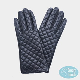 Faux Leather Quilted Smart Touch Gloves