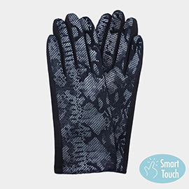 Faux Leather Snake Skin Pattern Smart Touch Gloves