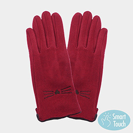 Cat Pointed Faux Suede Smart Touch Gloves