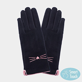 Cat Pointed Faux Suede Smart Touch Gloves