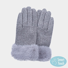 Fuzzy Fux Fur Collar Smart Touch Gloves