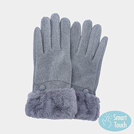 Fuzzy Fur Collar Faux Suede Smart Touch Gloves