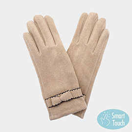 Bow Pointed Faux Suede Smart Touch Gloves