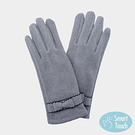 Bow Pointed Faux Suede Smart Touch Gloves