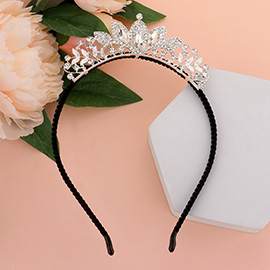 Marquise Stone Pointed Rhinestone Paved Vine Princess Tiara Headband