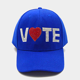 Vote Message Rhinestone Embellished Baseball Cap